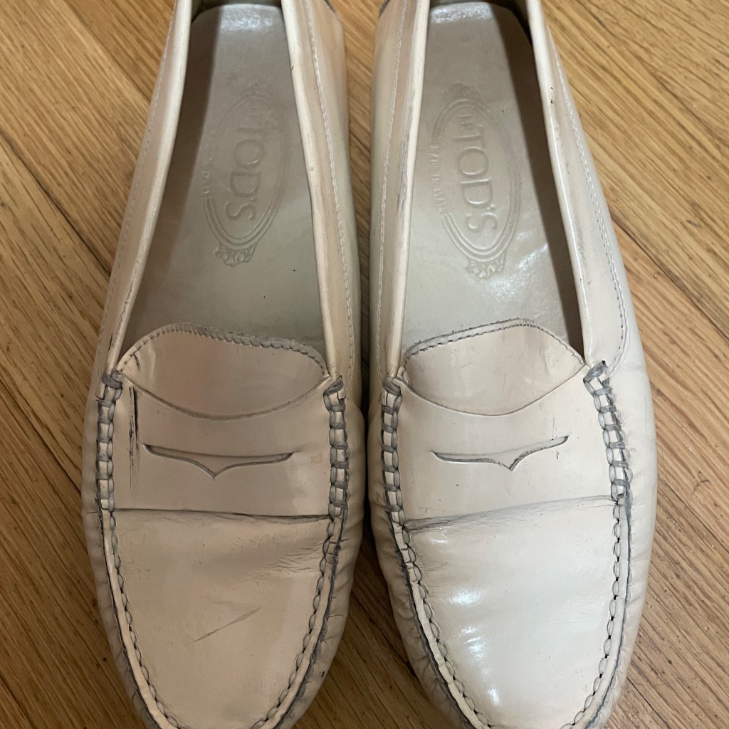 Tods Cream Gommino Loafers Car Driving Shoe Wmns 8